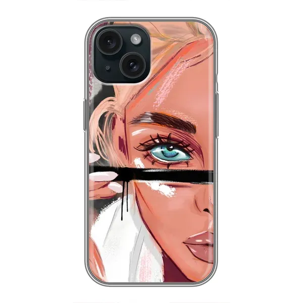 Чехол с рисунком «Девушка и ресницы» для iPhone 15