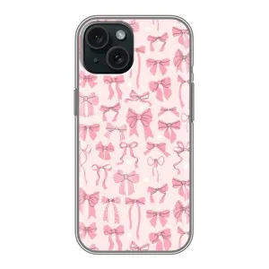 Чехол банты для iPhone 15 (Фон бантики)