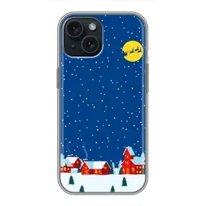 Силиконовый бампер на рождество для iPhone 15 (Город в снегу)