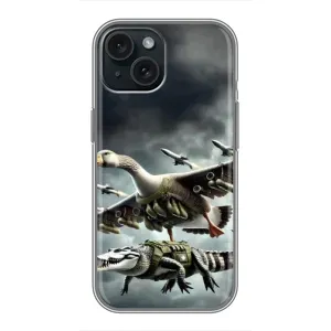 Чехол с мемами тралалело тралала для iPhone 15 (Гусини и крокодило)