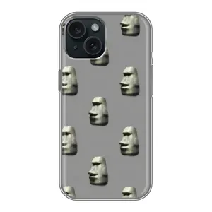 Бампер с принтом Мемы для iPhone 15 (Каменное лицо)
