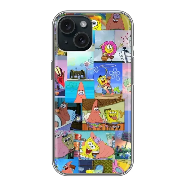 Чехол с рисунком «Комиксы Спанч Боб» для iPhone 15 Чехол с рисунком «Комиксы Спанч Боб» для iPhone 15