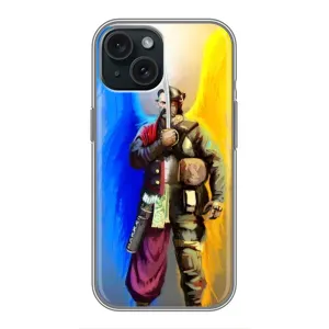 Чехол с картинкой (Патриотический КОЗАК) на iPhone 15 (Козак с крыльями)