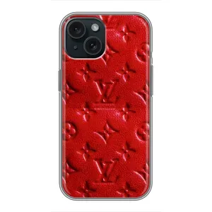 Текстурный Чехол Louis Vuitton для Айфон 15 (Красный ЛВ)