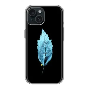 Чехол с картинками на черном фоне для iPhone 15 (Листочек)