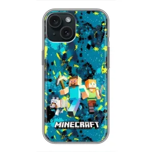 Чехлы для iPhone 15 (Персонажи Майн Крафт) (Майнкрафт)