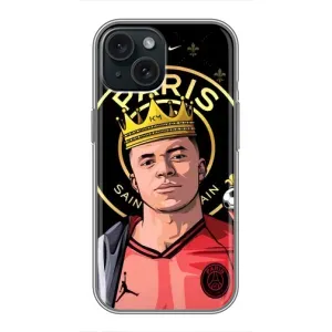 Чехол (TPU) с Футболистом на iPhone 15 (Mbappe King)