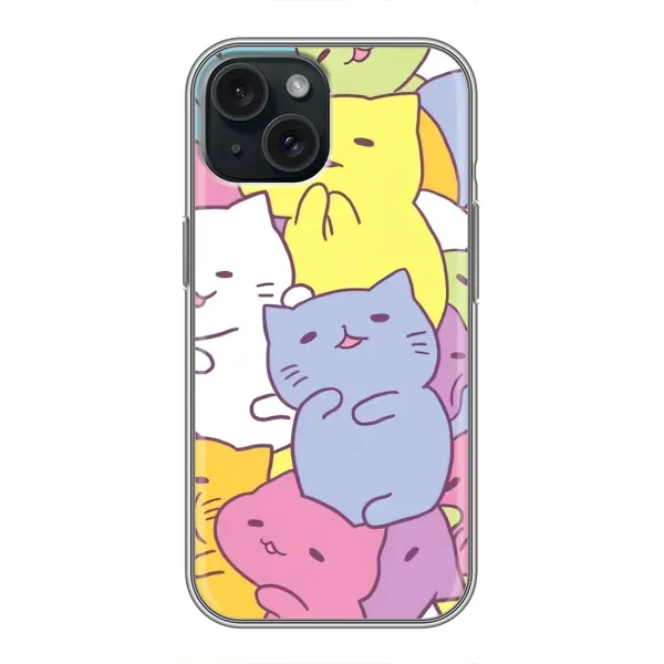 Чехол с рисунком «Милые котики» для iPhone 15 Чехол с рисунком «Милые котики» для iPhone 15