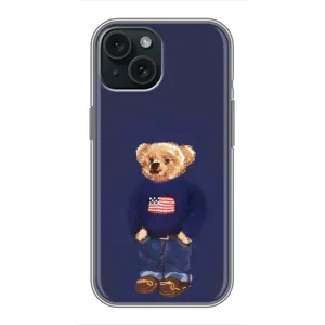 Чехлы Мишка Тедди для Айфон 15 (Мишка USA)
