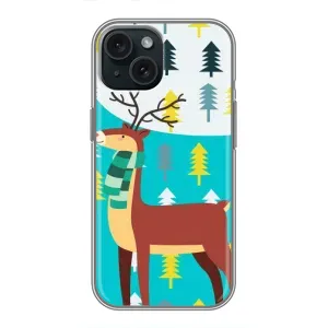 Силіконовий бампер з картинкою звірів для iPhone 15 (Олень із шарфом)