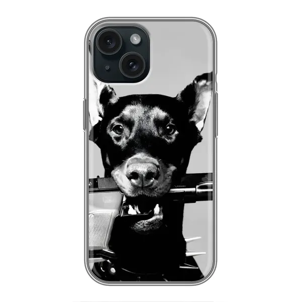 Чохол з малюнком «Небезпечний доберман» для iPhone 15 Чохол з малюнком «Небезпечний доберман» для iPhone 15