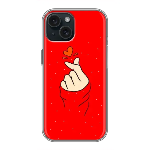 Чехол с рисунком «Сердце на красном» для iPhone 15 Чехол с рисунком «Сердце на красном» для iPhone 15