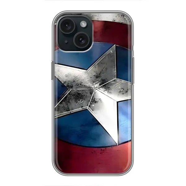Чехол с рисунком «Щит Капитана Америки» для iPhone 15 Чехол с рисунком «Щит Капитана Америки» для iPhone 15