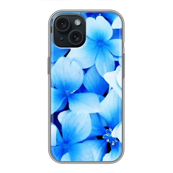 Чехол с рисунком «Синие цветы» для iPhone 15
