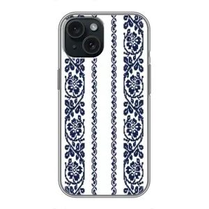 Силиконовый Чехол на iPhone 15 с картинкой Вышиванки (Синяя вышиванка)