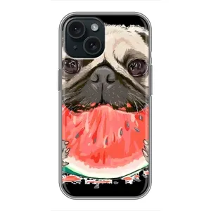 Чохол (ТПУ) Милі песики для iPhone 15 (Смішний Мопс)