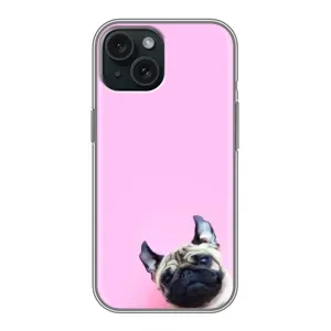 Бампер для iPhone 15 з картинкою "Песики" (Собака на рожевому)
