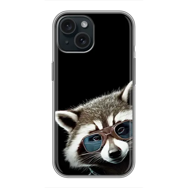 Чохол з малюнком «Стильний Єнот» для iPhone 15 Чохол з малюнком «Стильний Єнот» для iPhone 15