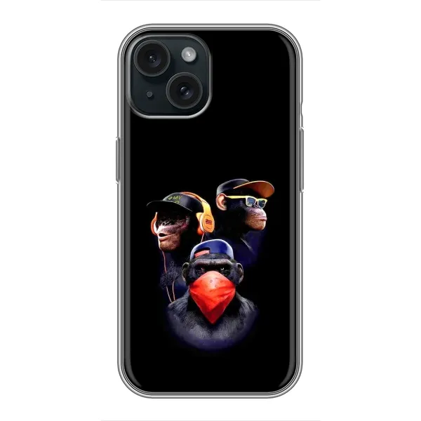 Чехол с рисунком «Три обезьяны» для iPhone 15 Чехол с рисунком «Три обезьяны» для iPhone 15