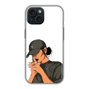 Силиконовый Чехол на iPhone 15 с картинкой Стильных Девушек (В зеленом)