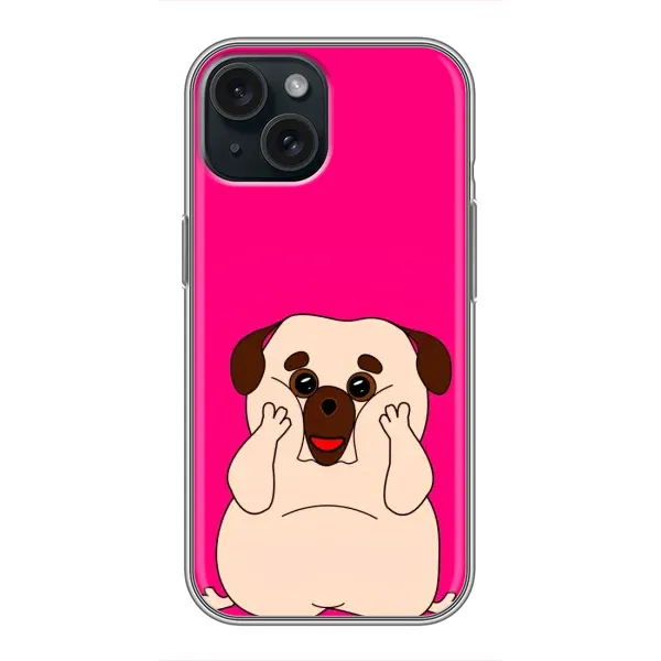 Чехол с рисунком «Веселый Мопсик» для iPhone 15 Чехол с рисунком «Веселый Мопсик» для iPhone 15