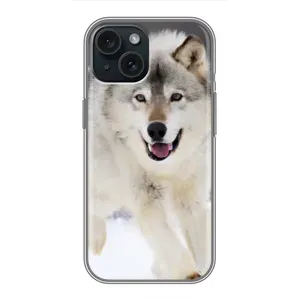 Чохол з Вовком на iPhone 15 (Вовк біжить по снігу)