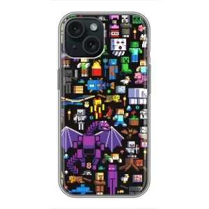 Чехол майнкрафт для iPhone 15 (Все персонажи)