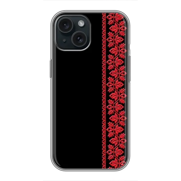 Чехол с рисунком «Вышиванка на черном» для iPhone 15 Чехол с рисунком «Вышиванка на черном» для iPhone 15
