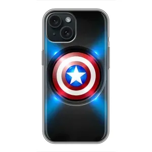 Чехол с Щитом Капитана Америки на iPhone 15 (Яркий Щит Капитана)