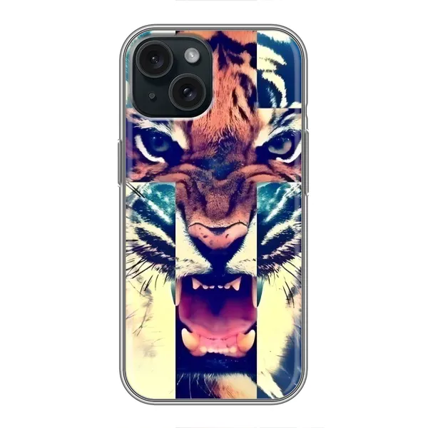 Чехол с рисунком «Яркий Тигр» для iPhone 15