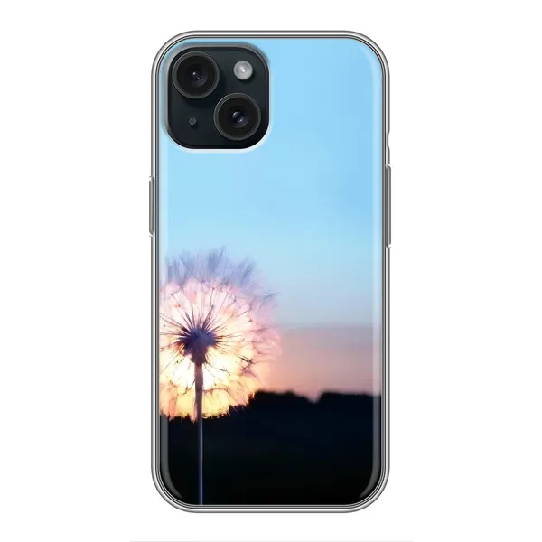Чехол с рисунком «Закат с одуванчиком» для iPhone 15 Чехол с рисунком «Закат с одуванчиком» для iPhone 15