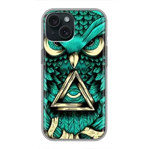 Чохли з принтом СОВИ для iPhone 15 (Зелена сова)