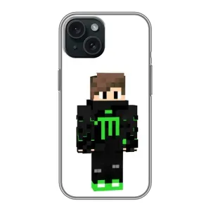 Чехлы для iPhone 15 (Персонажи Майн Крафт) (Зеленый мальчик)