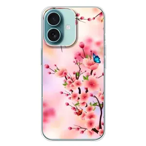 Чехол с принтом САКУРЫ на iPhone 16 Plus (Бабочки на сакуре)