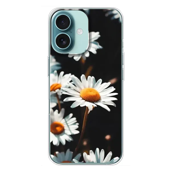 Чехол с рисунком «Белые ромашки» для iPhone 16 Plus Чехол с рисунком «Белые ромашки» для iPhone 16 Plus