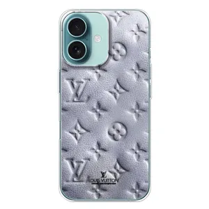 Текстурный Чехол Louis Vuitton для Айфон 16 Плюс (Белый ЛВ)