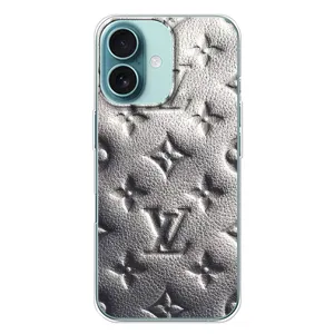 Текстурный Чехол Louis Vuitton для Айфон 16 Плюс (Бежевый ЛВ)
