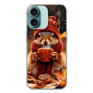 Друкований чохол 'Звірята з кавою' для iPhone 16 Plus (Білка з кавою)