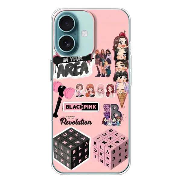 Чехол с рисунком «BLACK PINK коллаж» для iPhone 16 Plus Чехол с рисунком «BLACK PINK коллаж» для iPhone 16 Plus