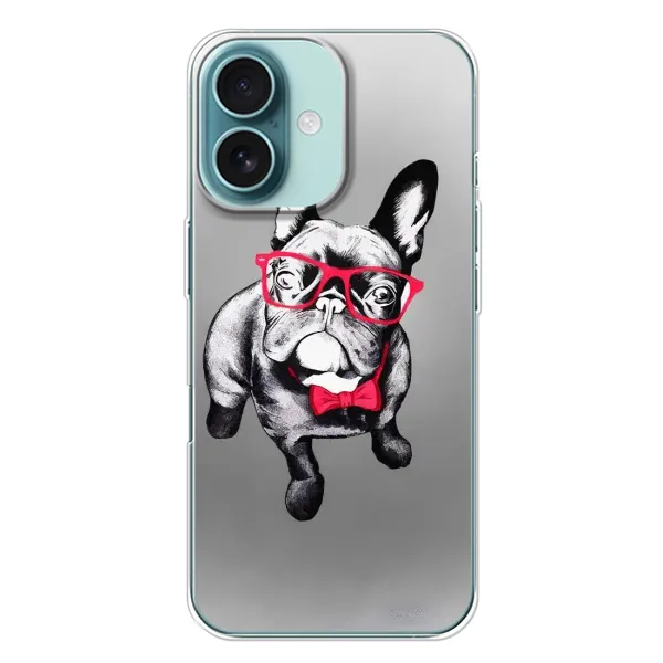 Чехол с рисунком «Бульдог в очках» для iPhone 16 Plus Чехол с рисунком «Бульдог в очках» для iPhone 16 Plus
