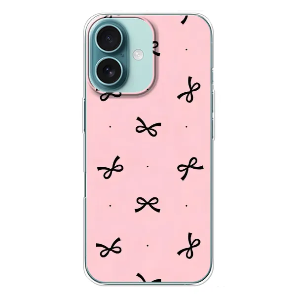 Чехол с рисунком «Черные бантики» для iPhone 16 Plus Чехол с рисунком «Черные бантики» для iPhone 16 Plus