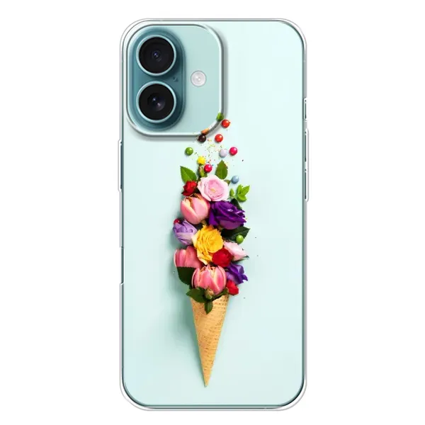 Чехол с рисунком «Цветок-мороженное» для iPhone 16 Plus Чехол с рисунком «Цветок-мороженное» для iPhone 16 Plus
