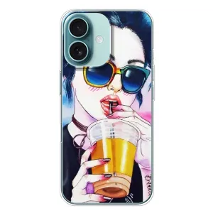 Чехол с картинкой Модные Девчонки iPhone 16 Plus (Девушка с коктейлем)
