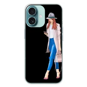 Чехол с картинкой Модные Девчонки iPhone 16 Plus (Девушка со смартфоном)
