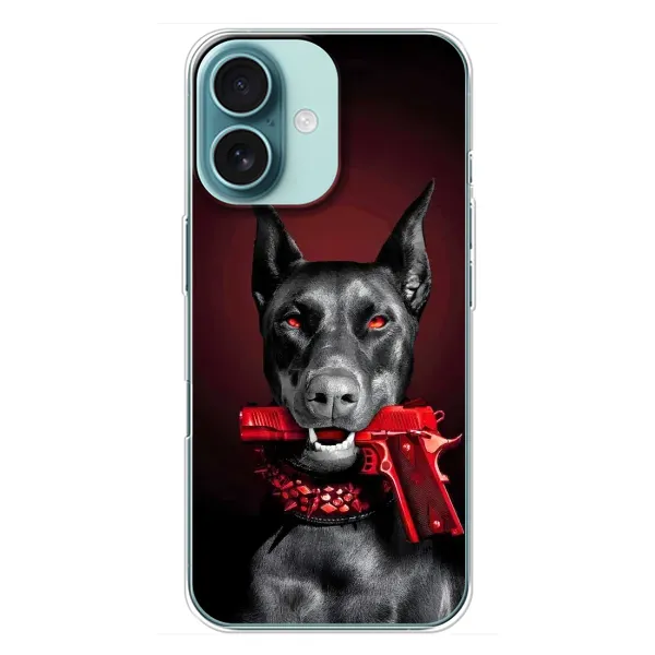 Чехол с рисунком «Доберман злой» для iPhone 16 Plus