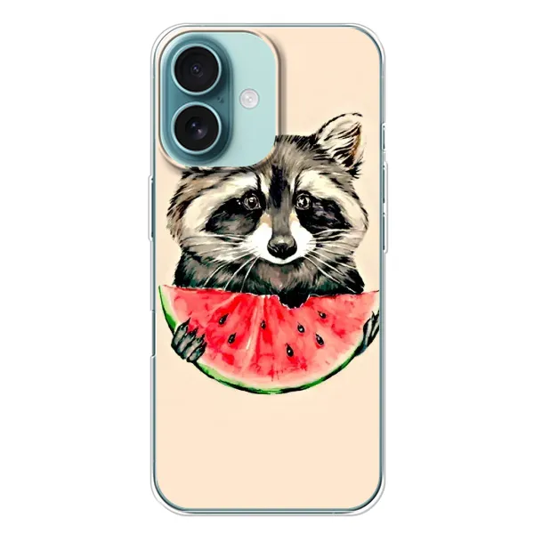 Чехол с рисунком «Енот» для iPhone 16 Plus