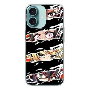 Силиконовые чехлы с глазами Anime для Айфон 16 Плюс (Глаза на чорном)