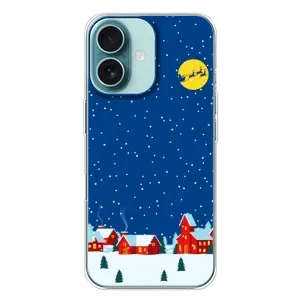 Силиконовый бампер на рождество для iPhone 16 Plus (Город в снегу)