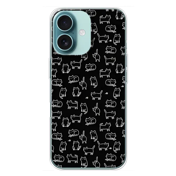 Чехол с рисунком «Котики на черном» для iPhone 16 Plus Чехол с рисунком «Котики на черном» для iPhone 16 Plus