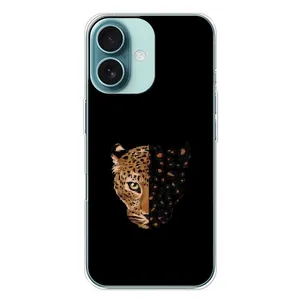 Чехол с леопардовым принтом на iPhone 16 Plus (Леопард на черном)